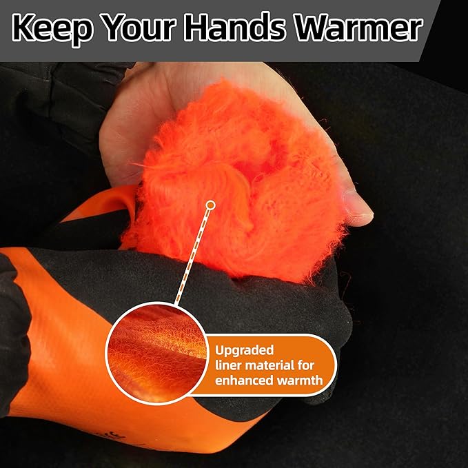 Schwer 100 Pairs Waterproof Winter Work Gloves, ANSI A2 Cut Resistant Freezer Gloves for Outdoor Cold Weather Keep Hands Warm, Thermal Insulated Gloves for Shoveling Snow, Ice Fishing, Super Grip, XL