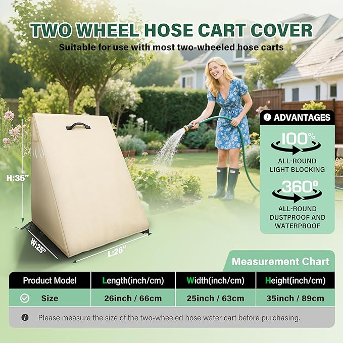 Veranda Patio Free Standing Portable Garden Hose Reel Cover,Waterproof, Dustproof and Sun-Proof Protect Your Hose Reel and prolong its Life(26"W x25"D x 35"H)
