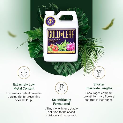 16.9 fl oz (500ml) Gold Leaf All-in-One Liquid Fertilizer | pH Balanced, Dechlorinates, No Additives Needed | Soil, Hydroponics, Coco | Complete Plant Food | Indoor & Outdoor, Tomatoes & Houseplants