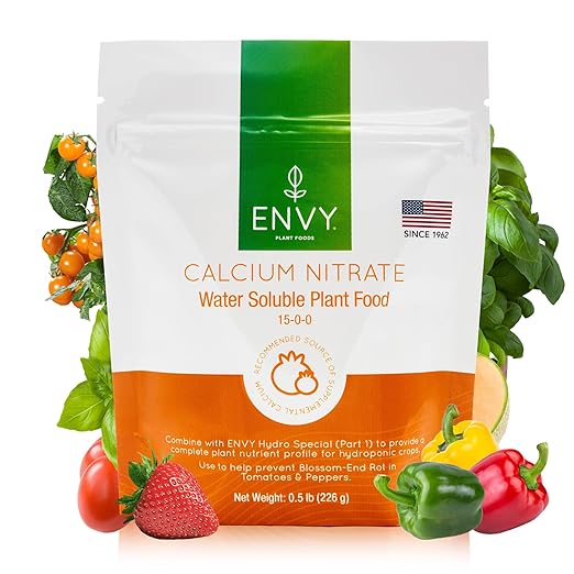 ENVY Solution Grade Calcium Nitrate (15.5-0-0) Prevents Blossom End-Rot from Calcium Deficiency in Tomatoes & Peppers (0.5 lb)