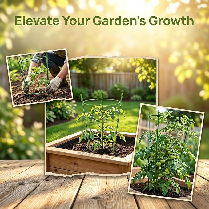 4 Pack Garden Tomato Cage for Pots, 18" Metal Tomatoes Cages Plant Support with Stable Support Rings (18")