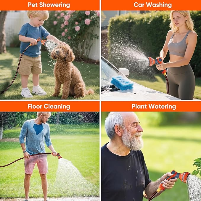 Retractable Garden Hose Reel 130 ft 1/2 inch Automatic Rewind with Any-Length Lock 9 Pattern Nozzle 180° Swivel Wall-Mounted Hose Reel for Home Yards