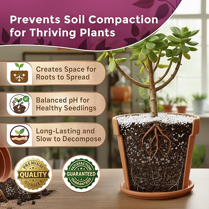 Professional Perlite for Plants 2.2 Quarts, Medium Grade Perlite Soil Additive for Indoor Outdoor Plants, Perlite for Gardening, Lightweight pH Neutral Soil Amendment, Made in USA