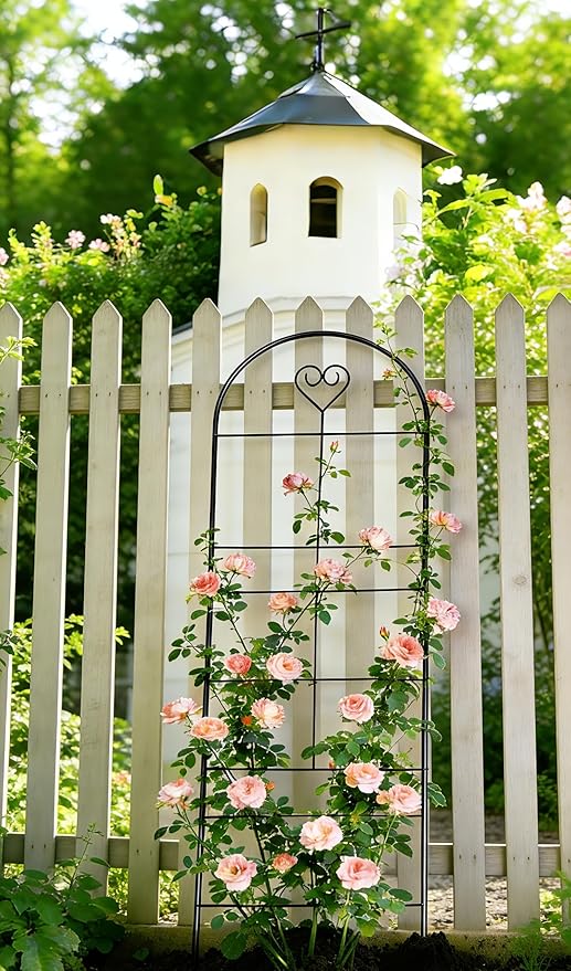 46" Metal Garden Trellis, 3-Section Plant Trellis for Climbing Plants Indoor & Outdoor, Plant Support for Roses, Vines & Vegetables, 1 Pack, Black