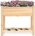 S AFSTAR Raised Garden Bed with Storage Shelf, Elevated Cedar Wood Planter Box with Legs, Outdoor Gardening Planting Bed for Vegetables Flower Herb Grow, Great for Backyard Patio Lawn