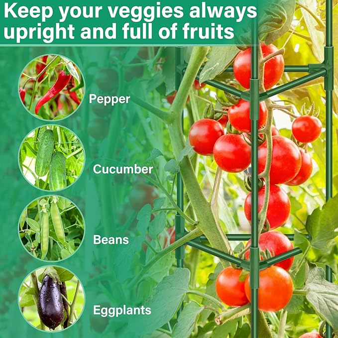 Legigo 6 Pack 65 Inch Tomato Cage for Garden, Heavy-Duty Tomato Trellis Plant Support Stakes, Adjustable Garden Trellis Plant Cage for Climbing Plants Peppers Outdoor Raised Garden Bed and Vegetables