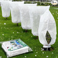 Plant Covers Freeze Protection, 5 Pack Frost Covers with Zipper Drawstring (31.5" x 47.3") Plant Protection Cover Bags for Outdoor Winter Frost Cold Weather Shrubs Trees Jacket Covers, White