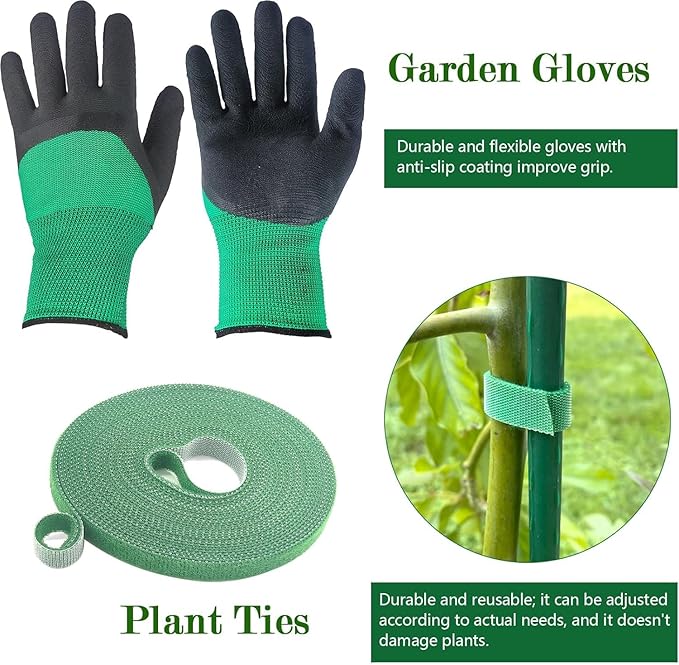 6Pack 12" Width Up to 48" Height Adjustable Square Tomato Cages for Garden, Plant Support Stakes for Climbing Vegetable, Tomatoe, Flower, with Twist Ties Snap-On Stake Arms