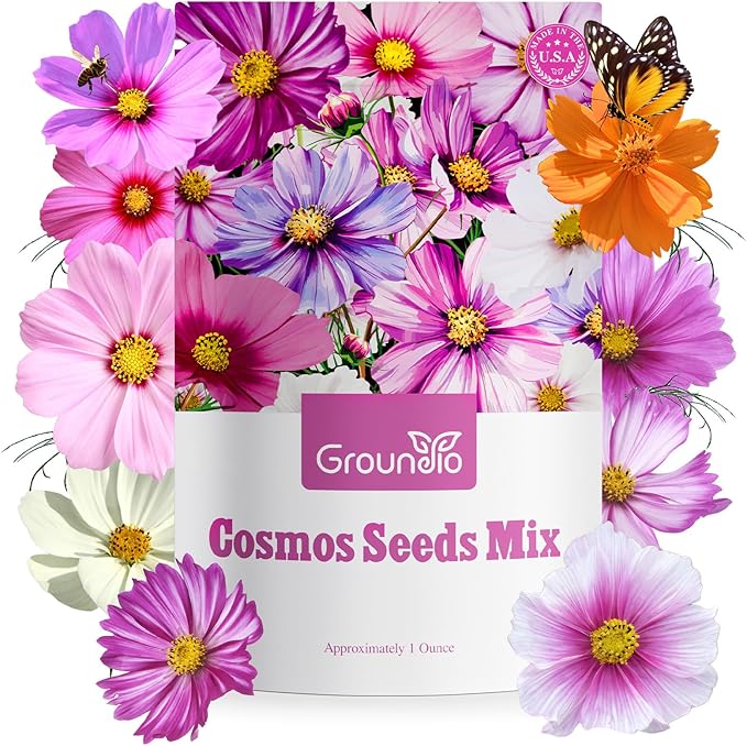 7 Varieties Cosmos Seeds Mix, 1 Ounce Over 5000+ Crazy Blend Cosmo Flowers Seed for Planting, Open Pollinated, Non-Gmo, Heirloom (Daydream, Gloria, Picotee, Purity, Radiance, Pinkie, Sulphur)