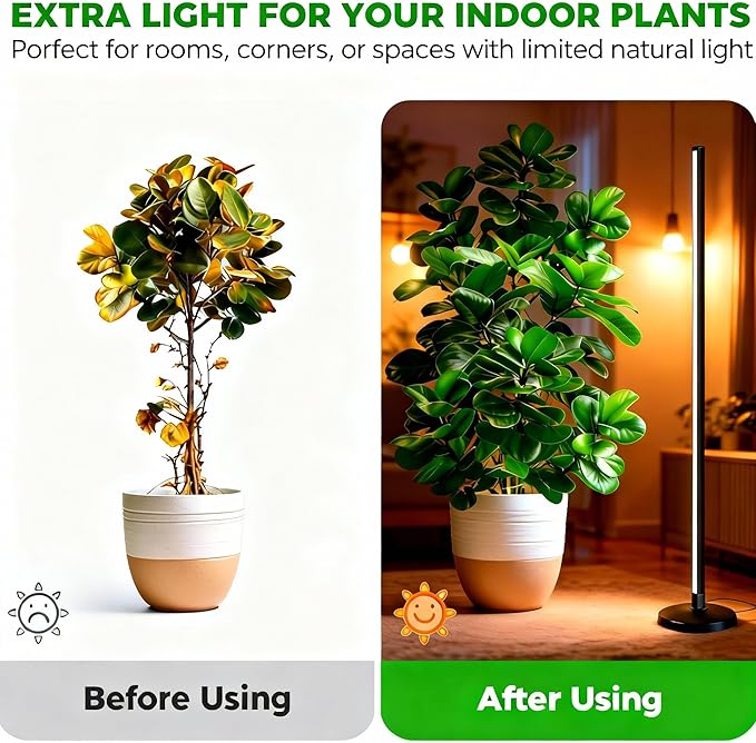 65 Inch Vertical Grow Lights for Indoor Plants: 48W, 6000K, 336 LEDs Full Spectrum LED Standing Plant Lights with Timer and 10 Level Dimmable Plant Growing Lamp for Greenhouse with Hanging Accessory
