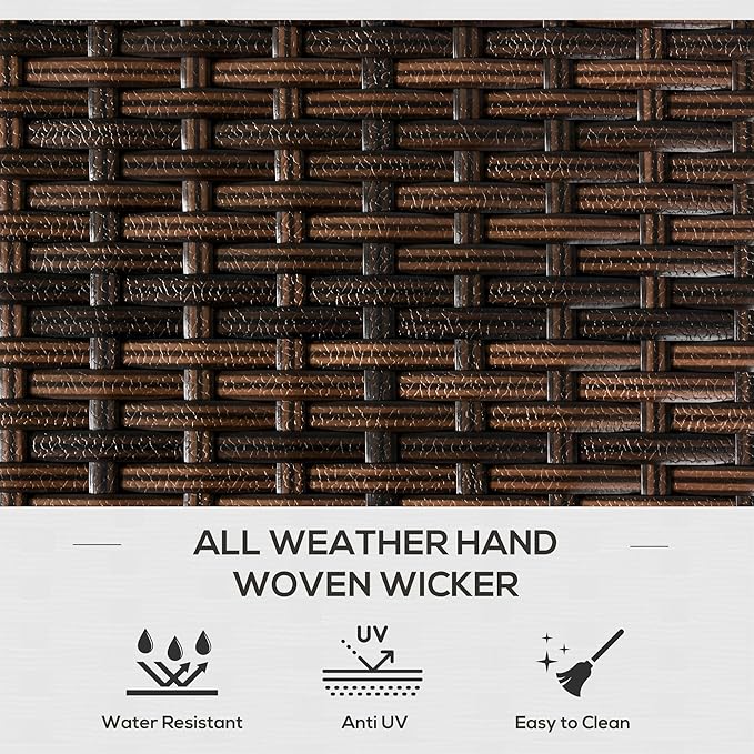 Outsunny Outdoor Deck Box and Shoe Storage, PE Rattan Wicker Towel Rack with Liner for Indoor, Outdoor, Patio Furniture Cushions, Pool, Garden Tools, Brown