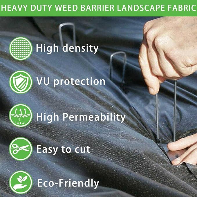6ft x100ft Pro Black Weed Barrier, 6oz Premium Landscape Fabric-Heavy Duty Woven Ground Cloth with Superior Permeability Weed Control Convenient Design