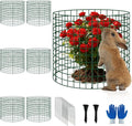 6 Pack Plant Protectors from Animals, 12''x12'' Metal Plant Cages for Outdoor Plants, Garden Plant Protector with Stakes & Zip Ties, Keep Rabbits Squirrels Out, Plant Cage for Flowers Vegetables