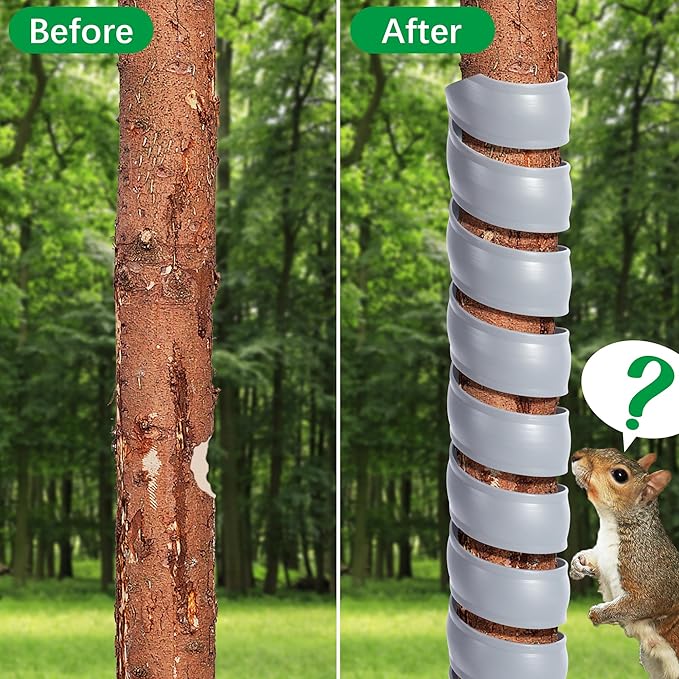 Watayo 6 PCS Tree Trunk Protector- 2 Size Plastic Spiral Tree Guard- Tree Bark Protector Tube Wraps to Protect Saplings Plants from Deer Rabbit Cats Rodents Mowers (Grey)