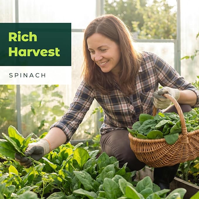 Bloomsdale Spinach Seeds for Planting, 500 Non-GMO Heirloom Seeds — Fast Growing Vegetable Seeds for Spring & Fall Gardens