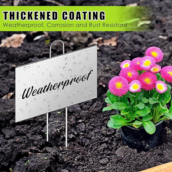 Landhoow 30 Pcs Large Garden Plant Markers Metal Plant Labels Sign Weatherproof Waterproof Garden Sign for Outdoor Seedlings Herbs Vegetable Greenhouse (4'' X 6'' with 11'' Stake,Silver)