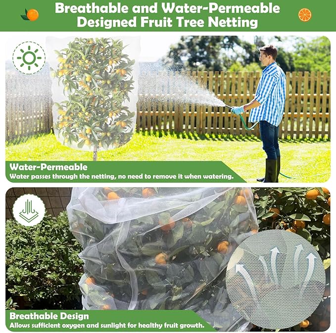 4Ft x 6Ft Blueberry Bush Netting Cover,4 Pack Bird Netting for Blueberry Bushes, Garden Netting Insect Pest Barrier with Drawstring, Plant Fruit Tree Netting Net for Garden Protection