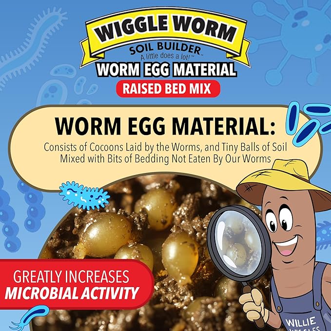 Wiggle Worm Raised Bed Mix, 40lbs, Pack of 3 - Organic Soil and Fertilizer for Container Gardening - Worm Egg Material Mixed with Odor Free Pure Worm Castings