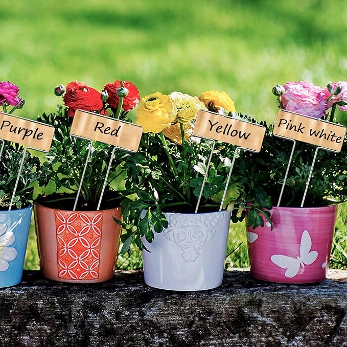 35 Pcs Copper Plant Markers,Metal Plant Label Stakes Marking Protection Seedling Signs Nursery Tags,Comes with 2 Water-Based Pens