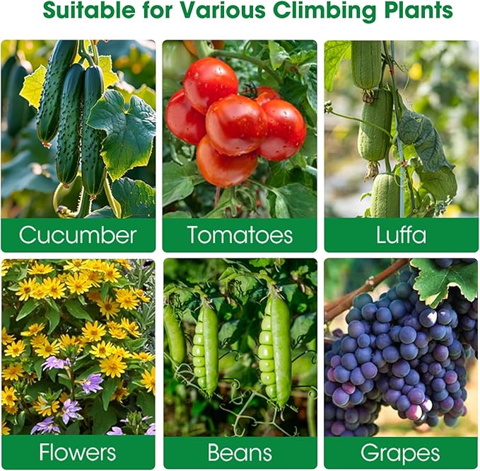 Cucumber Trellis for Raised Bed and Garden, 47" H x 31" W U-Shaped Metal Garden Trellis for Climbing Plants with Nylon Netting, Vegetable Support Frame