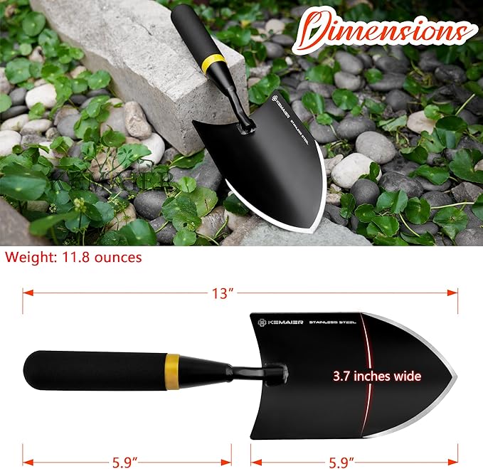 KEMAIER Heavy Duty Garden Trowel and Stainless Steel Hand Cultivator