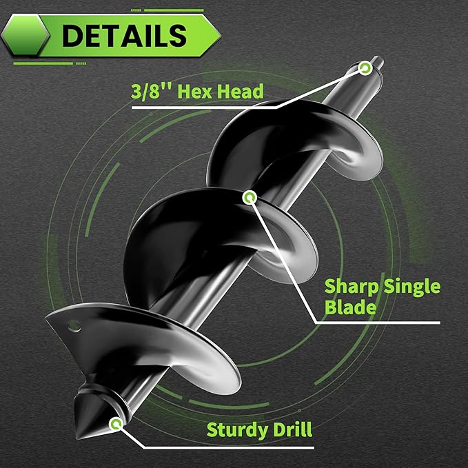Auger Drill Bit for Planting - 3.5"X16" Heavy-Duty Garden Auger Spiral Drill Bit - Bulb Planter Tool & Auger Post Hole Digger - 3/8" Hex Drive Drill