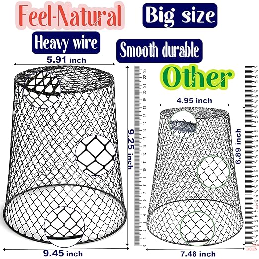 Feel Natural Plant Covers from Animals, 10 Pcs 9.25"x9.45" Wire Garden Cloches for Plants, Metal Plant Cages for Outdoor Plants, Anti-Rust Plant Protector to Keep Rabbits & Squirrels Out
