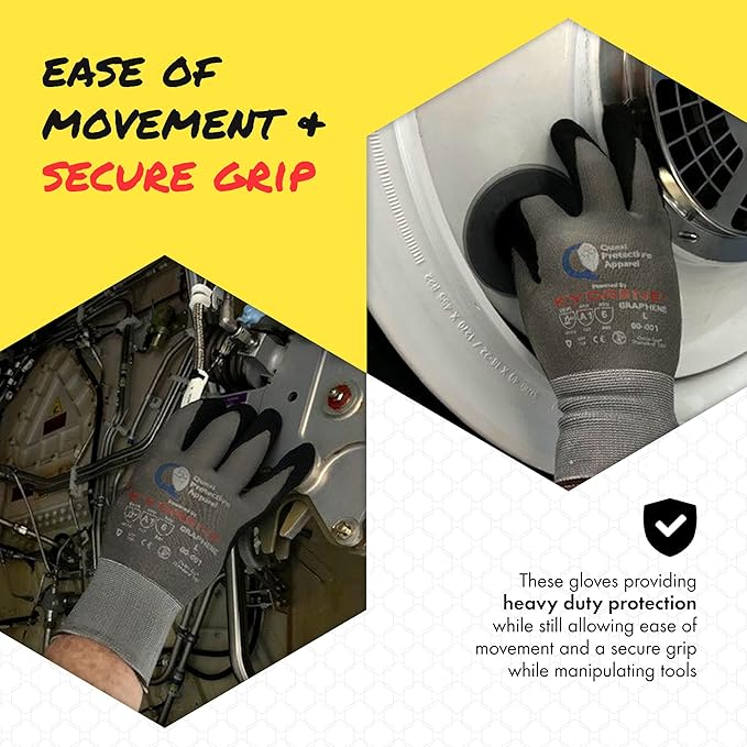 Quest Protective Apparel Cut Resistant Work Gloves (ANSI A1) – Lightweight Graphene Gloves for Gardening,DIY, Mechanical & General Handling – Breathable Grip Gloves for Men & Women – Large, Case of 72