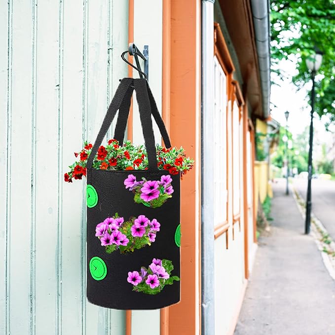 Miewslan 5 Gallons Hanging Planting Grow Bags, Garden Upside Down Planter Strawberry Tomato Potato Grow Bag Vegetable Planting Bag with Holes