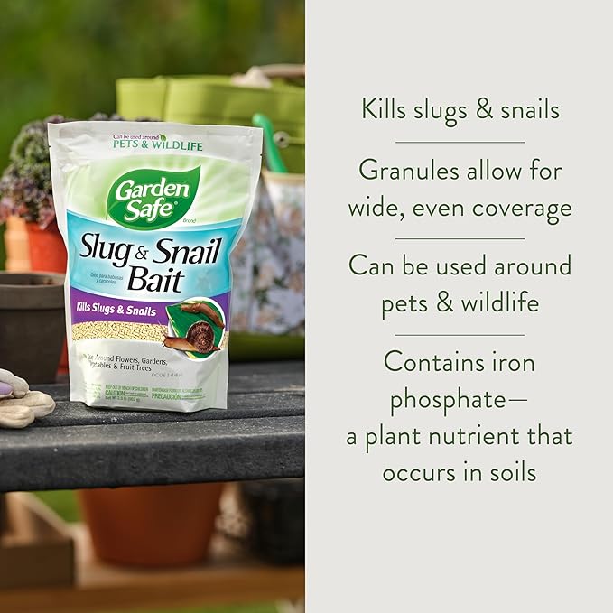 Garden Safe Brand Slug & Snail Bait Granules, 2 Pounds, Slugs & Snails Begin to Die Within 3 to 6 Days, Can Be Used Around Pets & Wildlife, For Lawns, Gardens & Greenhouses, 1 Pack