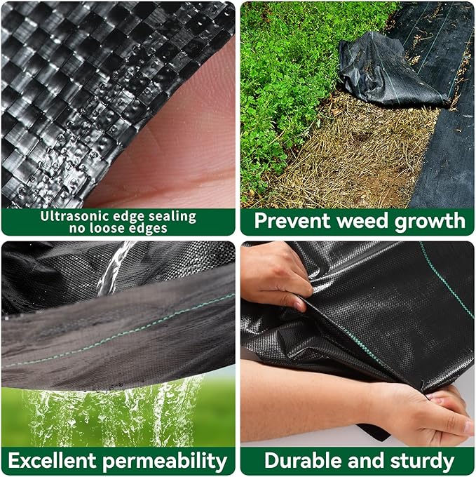 3 x 200FT Garden Landscape Fabric Weed Barrier Fabric Heavy Duty, Weed Blocker Fabric, Geotextile Fabric Under Gravel, Pathways, Driveway Fabric, Yard Landscaping Fabric Membrane(2 Pack 3x100FT)