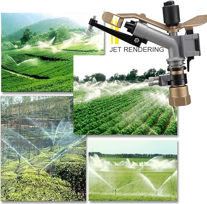 1.0" Agriculture Farm Irrigation Sprinkler Lawn Sprinkler Irrigation Spray Gun Large-Area Watering Spray 360° Rotary Farm Lawn Garden Irrigation, Pack of 2