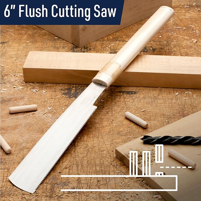 Kings County Tools Japanese Saw 3-Piece Set - 9.5" Ryoba, 6" Flush Cut, and 7" Detail Trim Hand Saw Set with Carbon Steel Blades - Woodworking Tools for DIY Carpentry or Garden Trimming