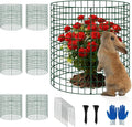 6 Pack Plant Protectors from Animals, 12''x14'' Metal Plant Cages for Outdoor Plants, Garden Plant Protector with Stakes & Zip Ties, Keep Rabbits Squirrels Out, Plant Cage for Flowers Vegetables
