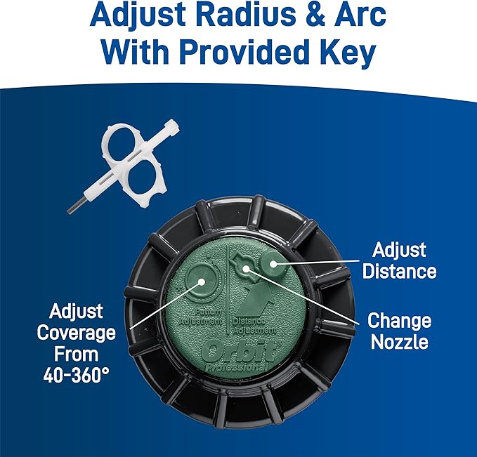Orbit Voyager II Professional Pop-Up Gear-Drive Rotor Sprinkler | 3/4" Inlet | Adjustable 40-360° Pattern | 35-55 ft Coverage Range | Includes Adjustment Key | Model 91561