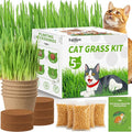 5Pack Cat Grass Seeds Kit - Cat Grass Seeds Growing Set for Indoor Cats, Non GMO Wheat Seed, Nutrient Soil & Planting Tools, Quick Germination, Perfect for Beginners