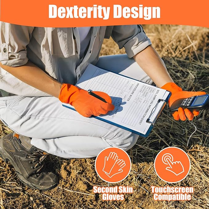 TREEGO 10 Mil Nitrile Gloves Disposable Orange Gloves - Heavy Duty Rubber Mechanic Gloves with Double Diamond Grip, Latex Free Industrial Work Gloves for Tools & Garage, 50 Count Medium