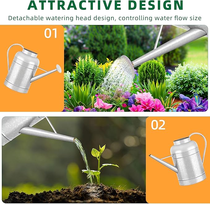 2.3 Gallon Bowl Decorative Countryside Style Water Can with Removable Spout, Galvanized Watering Can for Outdoor Indoor Plants, Metal Watering Can for Indoor Plants and Garden Flower
