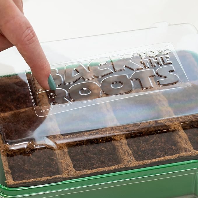 Back to The Roots 12-Cell Greenhouse Germination Kit | Seed Starting Tray with Pots & Vented Lid for Indoor Gardening