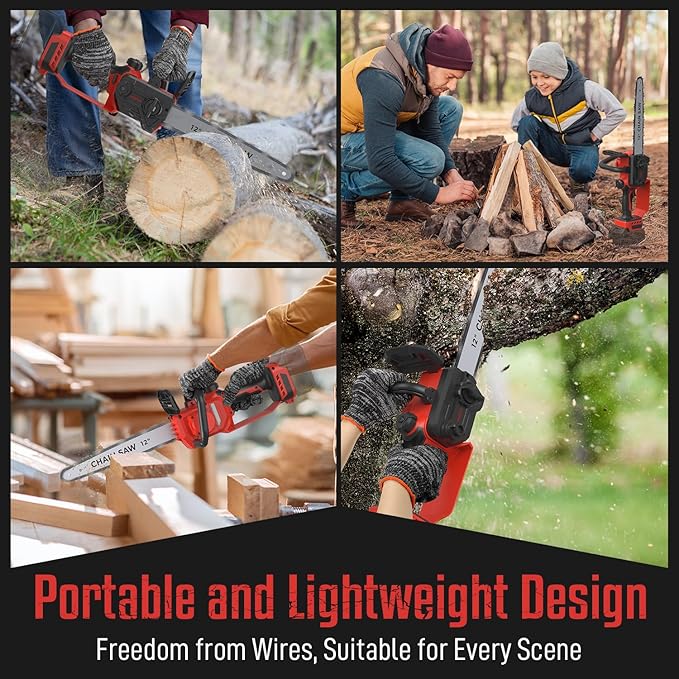 Mini Chainsaw for Milwaukee M18 Battery, 12 Inch Electric Chainsaw Cordless with Security Lock, Hand Held Chain Saw for Wood Cutting, Tree Saw Trimming and Branch Pruning (Battery Not Included)