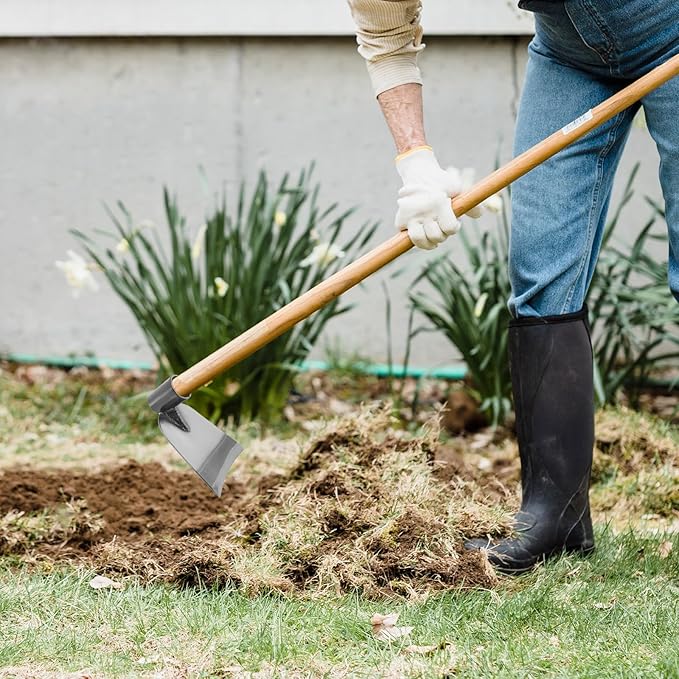 balacoo Outdoor Gardening Hoe with Stainless Steel Head 6.10X5.11X2.16In Hand Tool for Digging Loosening Soil Vegetable Farming Weeding and Lawn Care