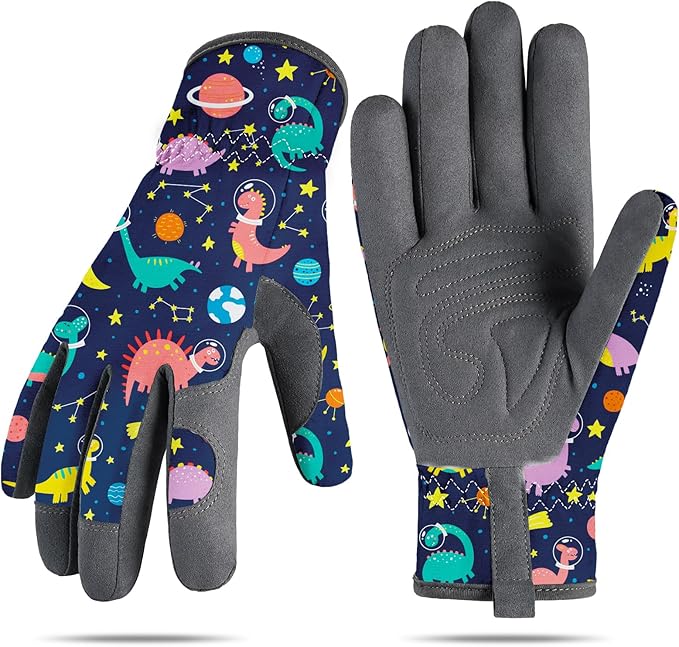 Gardening Gloves for Kids Ages 3-5, Breathable Soft Safety Garden Yard Work Gloves for Children Leather Thorn Proof for Playing, Digging, Planting,Pruning