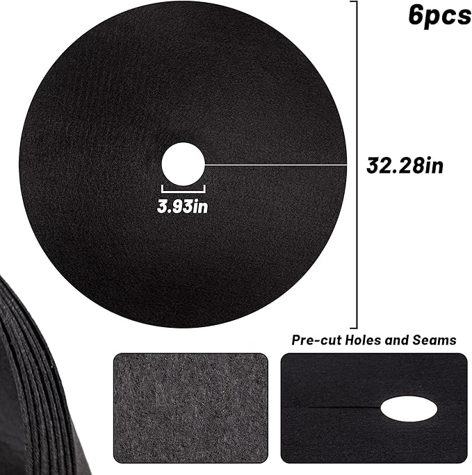 32.5 Inch Non-Woven Tree Mulch Ring 6 Pack, Weed Barrier Mat,Degradable Tree Mulch Used to inhibit Weed Growth and Landscape Weed Control Plant Root Protection