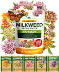 HOME GROWN Milkweed Seeds for Planting - 5 Varieties (Butterfly, Common, Pink Swamp, Prairie, Showy) 500+ Heirloom Non-GMO Seeds - Pollinator Garden Starter Kit for Monarch Butterflies
