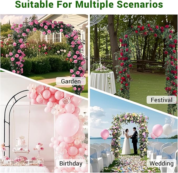Garden Trellis - 47(L) * 94(H) inch, Garden Arch for Climbing Plants Outdoor, Thickened, Plastic-Wrapped Anti-Rust Technology, Suitable for Garden, Lawn Wedding, Festival Decoration（Black）