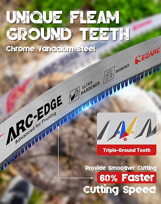 EZARC Japanese Teeth Reciprocating Saw Blades 15 Inch, Arc Edge Wood Pruning Saw Blades 6TPI for Tree Trimming, Wood Cutting, 10 Pieces