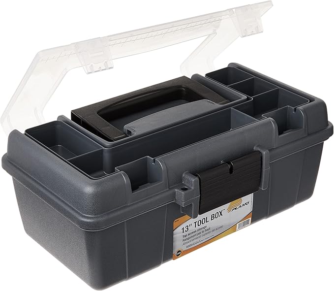Plano Molding 114-002 13-Inch Compact Tool Box, Graphite Gray with Black Handle and Latches (Pack of 6)