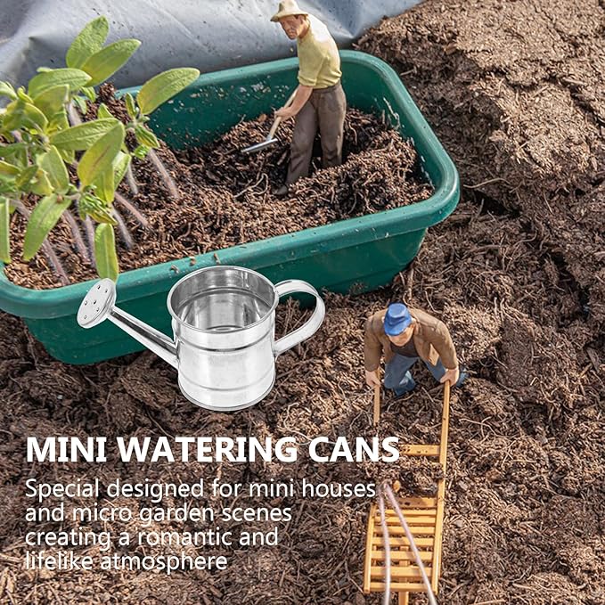Kisangel 5pcs Mini Watering Cans, Small Watering Can Miniature Metal Water Buckets for Home Decor, Garden Scenes, Photography Props