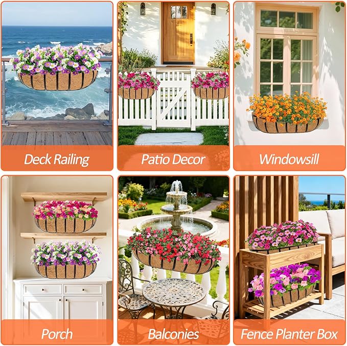 4 Pack 30 Inch Trough Coconut Liners for Planters- Natural Coco Liner Window Box Liners Replacement, Coconut Fiber Planter Liner for Outdoor Flower Planters, Deck Railings, Fence and Balcony