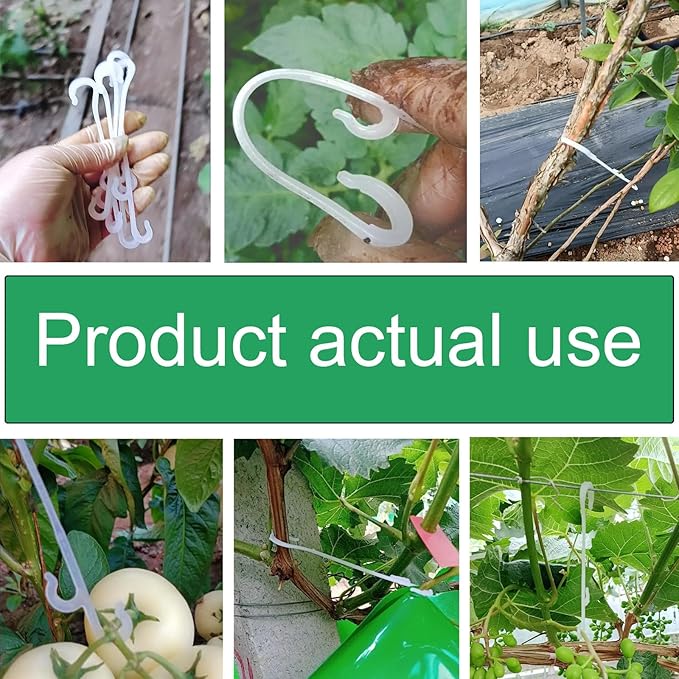 60 Pack Tomato Support Hooks Growing Tomato Clips Instead of Twist Ties Quick Plant Support Clip for Climbing Plants Green Pepper Cucumber Grape Vines Trellis Support Tomato Cages Vegetables